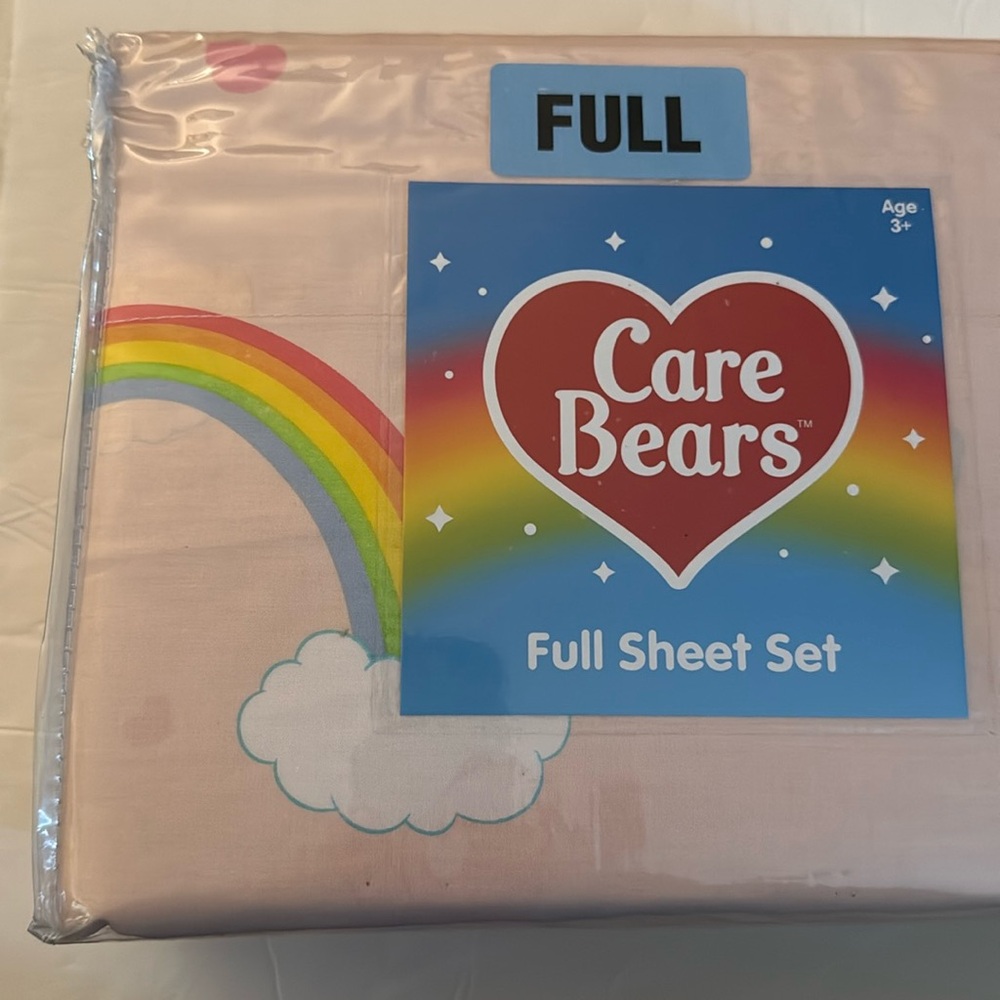 New Care Bears 4 Piece 100% Cotton Full Size Sheet Set Multi-color Print
